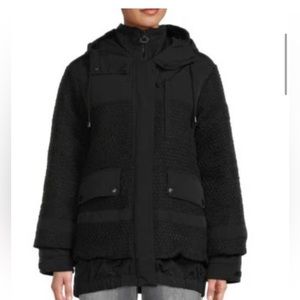 Noize Safara Black Hooded Twill Puffer Winter Coat Size M Medium